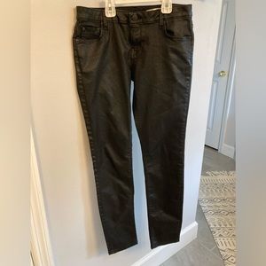 Zara Woman black pleather jeans mid rise slim fit size 6